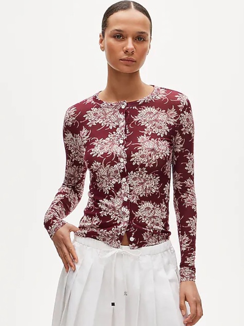 NEW! J. Crew Stretch lyocell-blend cardigan in pineapple garden print Size Small
